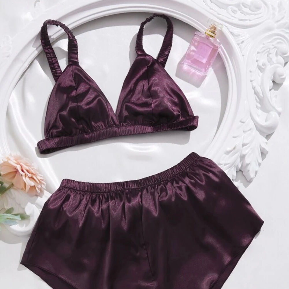 Satin Bra + shorts Lounge Set